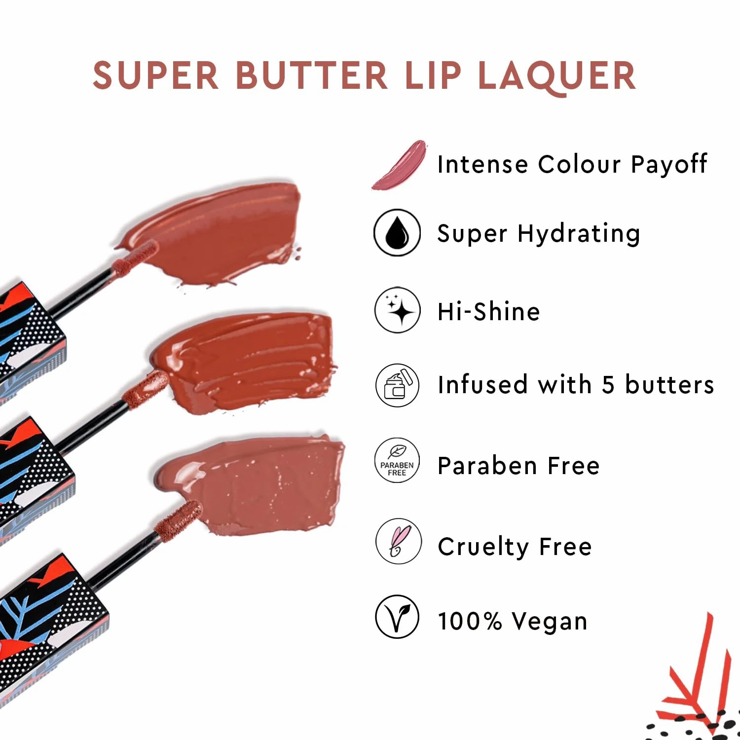 Super Butter Lip Lacquer, 5 ml, Long Lasting Lip Gloss, Intense Colour, Hi-shine Hydrating Liquid lipstick for Moisturizing Lip Matte Finish (Melted Caramel, 5ml)