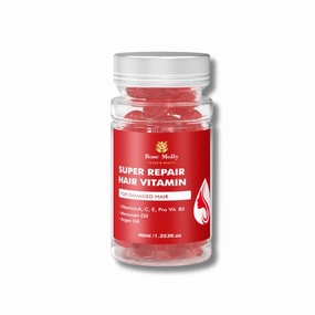 Super Repair Hair Vitamin for Damaged Hair, vitamin A,C, E, Pro Vit. B5, Moroccan Oil, ﻿﻿Argan Oil, Red 1.35 fl oz, 40 Capsules