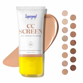 Supergoop! CC Screen - SPF 50 PA     CC Cream, 100% Mineral Color-Corrector & Broad Spectrum Sunscreen - Tinted Moisturizer, Concealer & Buildable Coverage Foundation - 1.6 fl oz