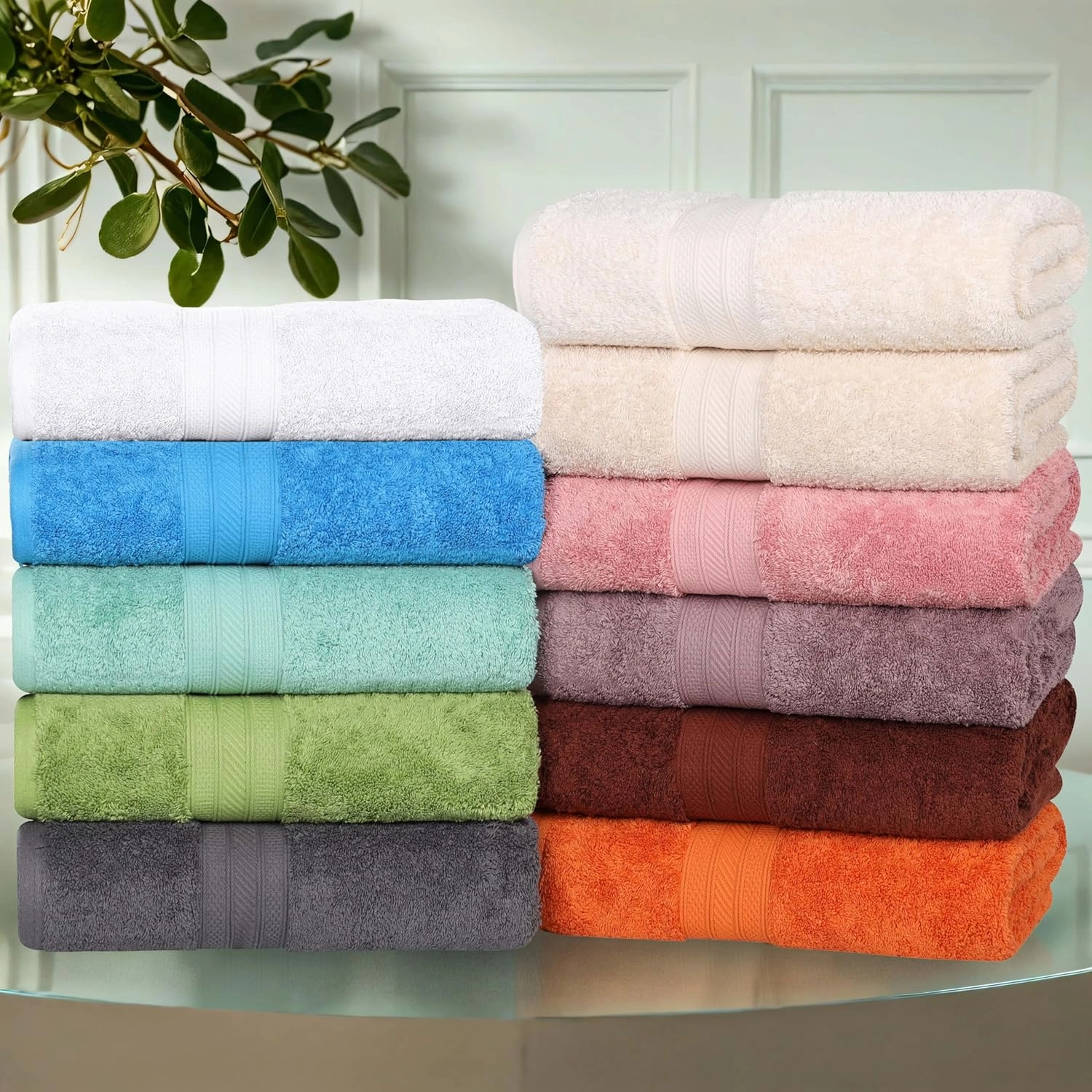 Superior Atlas Cotton Luxury Face Towels, Washcloth Set, Heavyweight, Bathroom Accessories, Kitchen Basics, Spa, Salon, Hotel, Resort, Thick, Ultra-Plush, Highly-Absorbent, Face Towel, White