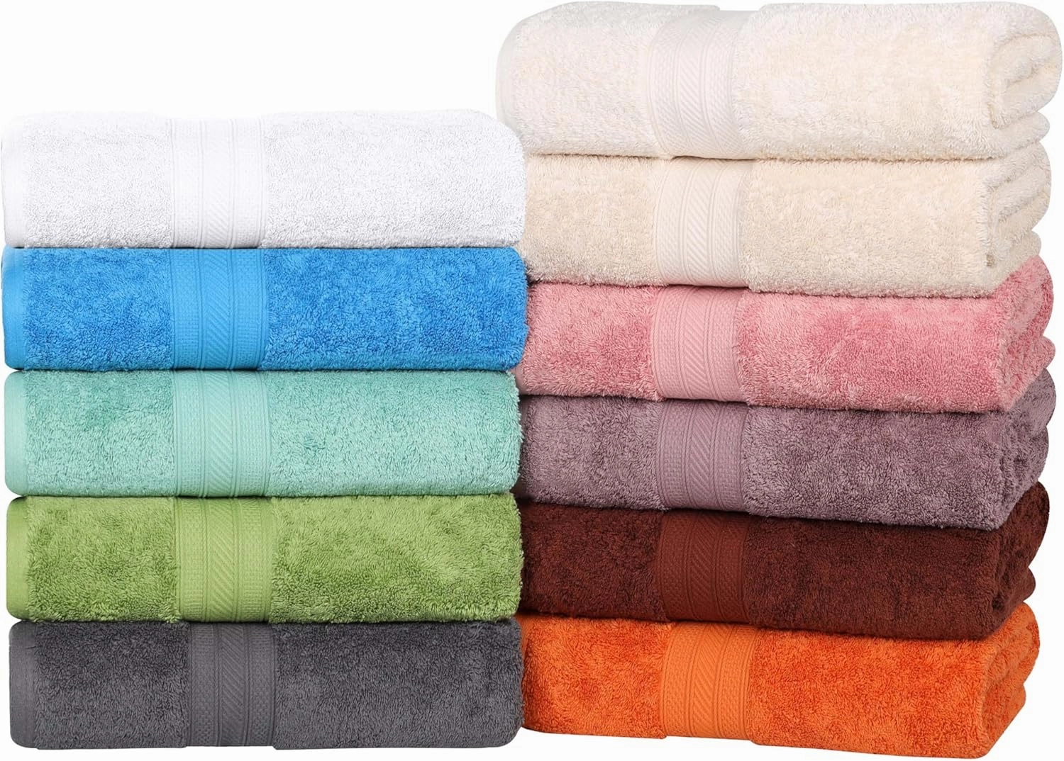 Superior Atlas Cotton Luxury Face Towels, Washcloth Set, Heavyweight, Bathroom Accessories, Kitchen Basics, Spa, Salon, Hotel, Resort, Thick, Ultra-Plush, Highly-Absorbent, Face Towel, White