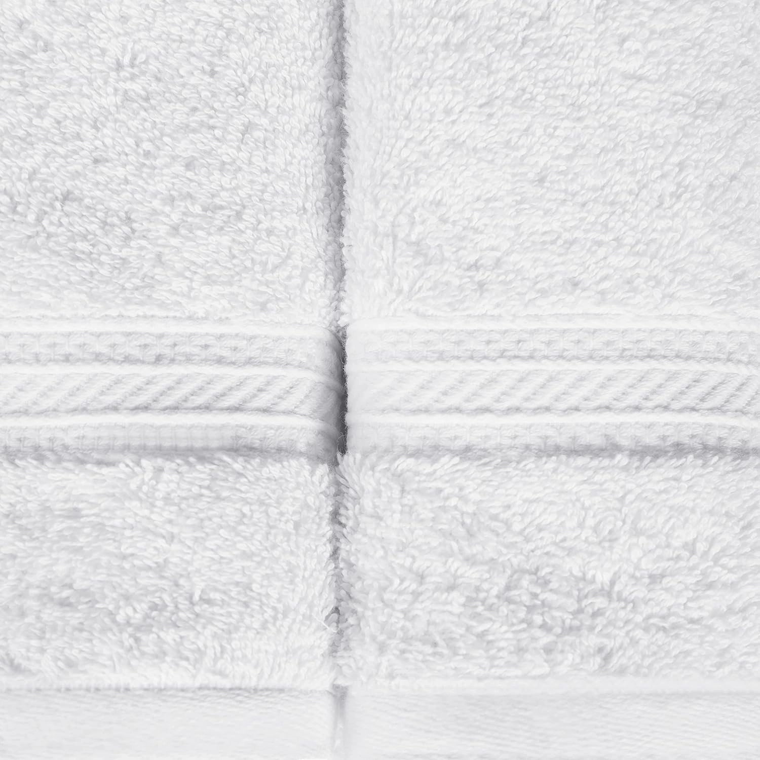 Superior Atlas Cotton Luxury Face Towels, Washcloth Set, Heavyweight, Bathroom Accessories, Kitchen Basics, Spa, Salon, Hotel, Resort, Thick, Ultra-Plush, Highly-Absorbent, Face Towel, White