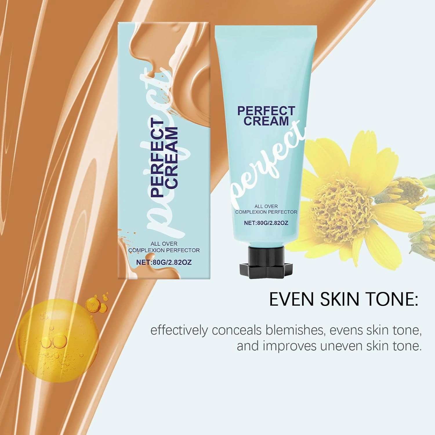 Supreme Creme All-Over Complexion Perfector, Concealer Cream Hydrating Full Coverage Concealer, Long-Lasting Cream Foundation, Waterproof Transfer-Resistant Skin Tint (1PC)