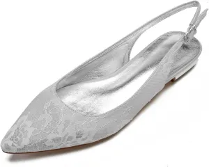 TarfiC Women's Summer Wedding Flats Comfortable Pointed Toe Buckle Dress Flats Lace Ballet Shoes for Woman Soft Driving Flats