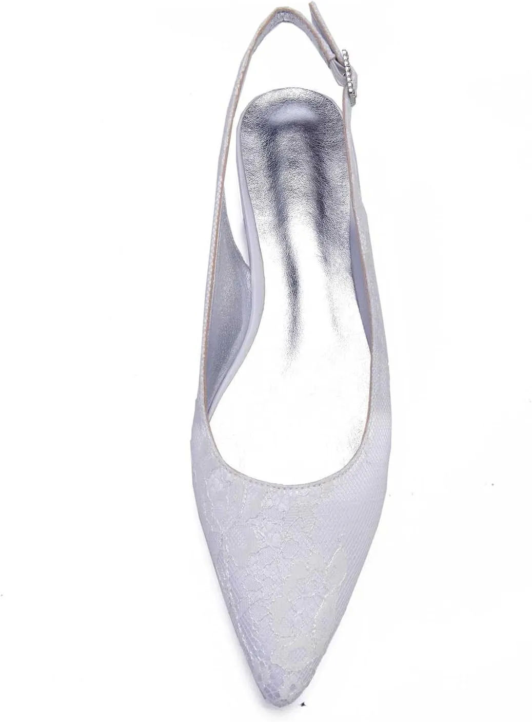 TarfiC Women's Summer Wedding Flats Comfortable Pointed Toe Buckle Dress Flats Lace Ballet Shoes for Woman Soft Driving Flats
