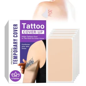 Tattoo Cover Up Patch, Ultra-Thin Tattoo Cover Up Tape, Waterproof & Sweatproof, Breathable Patch Concealer Sticker for Tattoos, Scar, Birthmarks & Spots, 6 Pcs