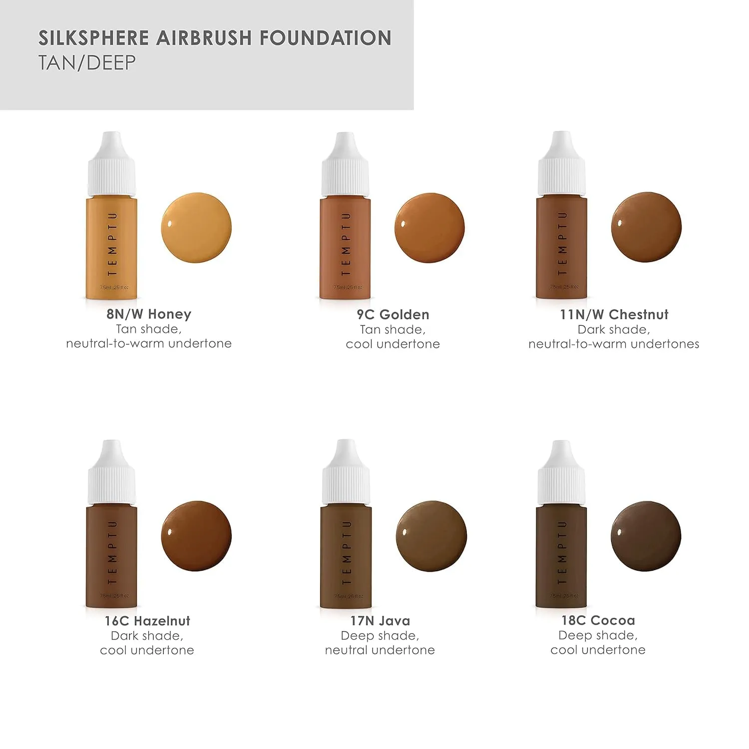 TEMPTU SilkSphere Airbrush Foundation: Long-Lasting Liquid Makeup, Medium to Full Coverage, 4-In-1 Formula Foundation, Primer, Concealer & Correcto, Luminous, Dewy Finish, Available in 18 Shades