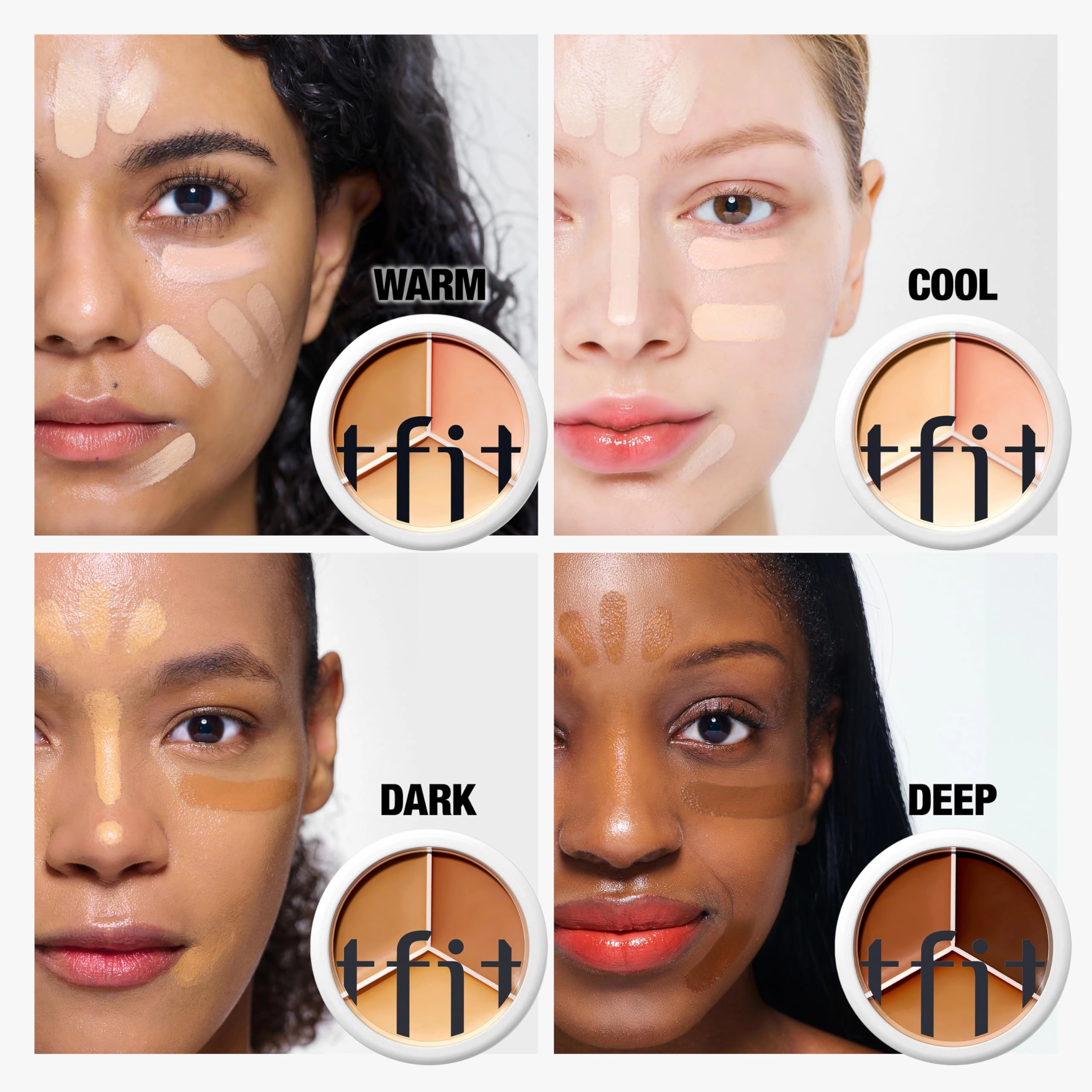 TFIT Multi-Use Pot Concealer - Triple Palette | High-Pigmented, Full Coverage & Crease-Proof | Korean Concealer for Dark Circles, Redness & Blemishes (00 Light, 0.52 Oz)