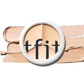 TFIT Multi-Use Pot Concealer - Triple Palette | High-Pigmented, Full Coverage & Crease-Proof | Korean Concealer for Dark Circles, Redness & Blemishes (00 Light, 0.52 Oz)