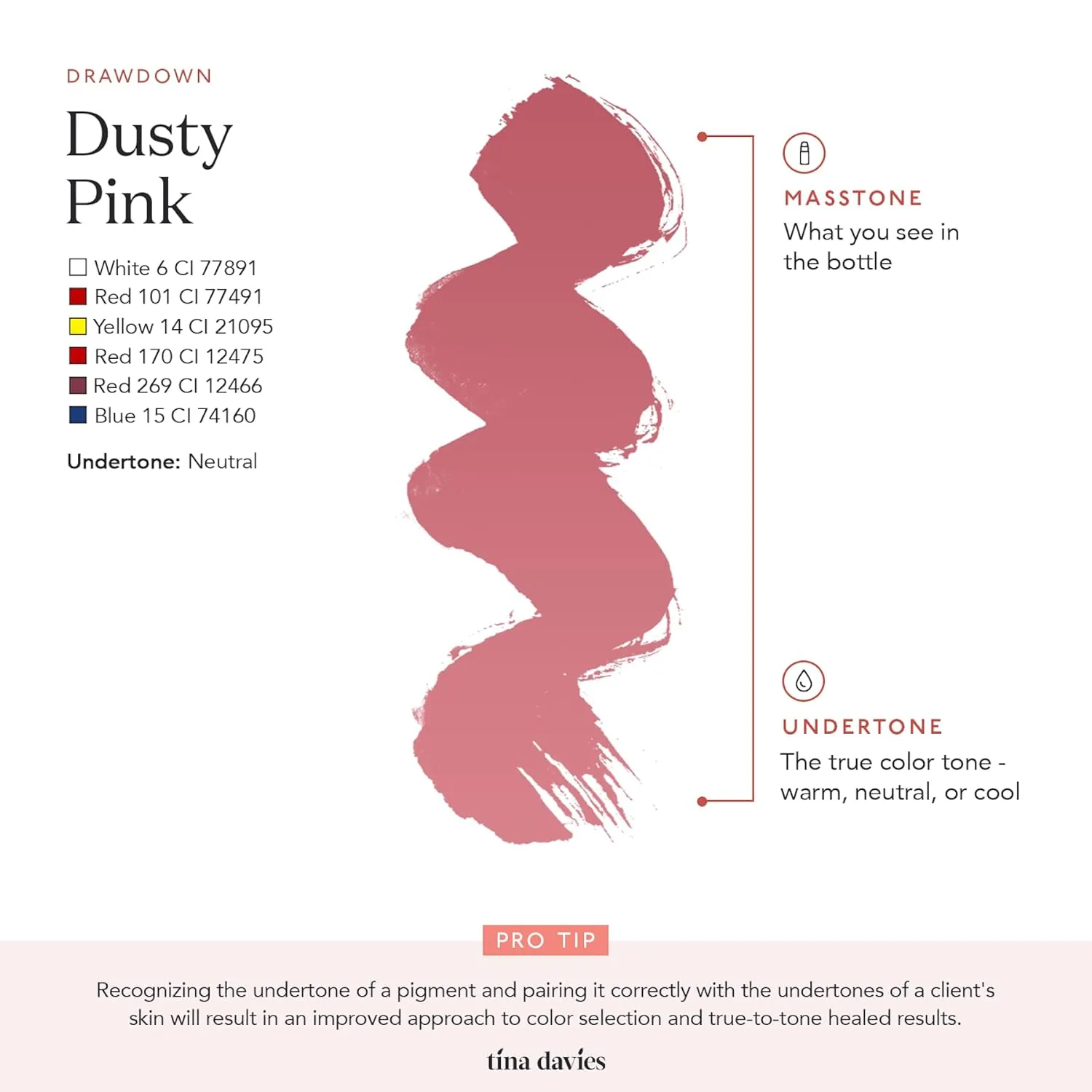 Tina Davies Professional Envy & Lust Lip Pigments - Permanent Lip Makeup - Colors Heal True to Tone - High Retention - Envy Dusty Pink, 1/2oz/15ml Bottle