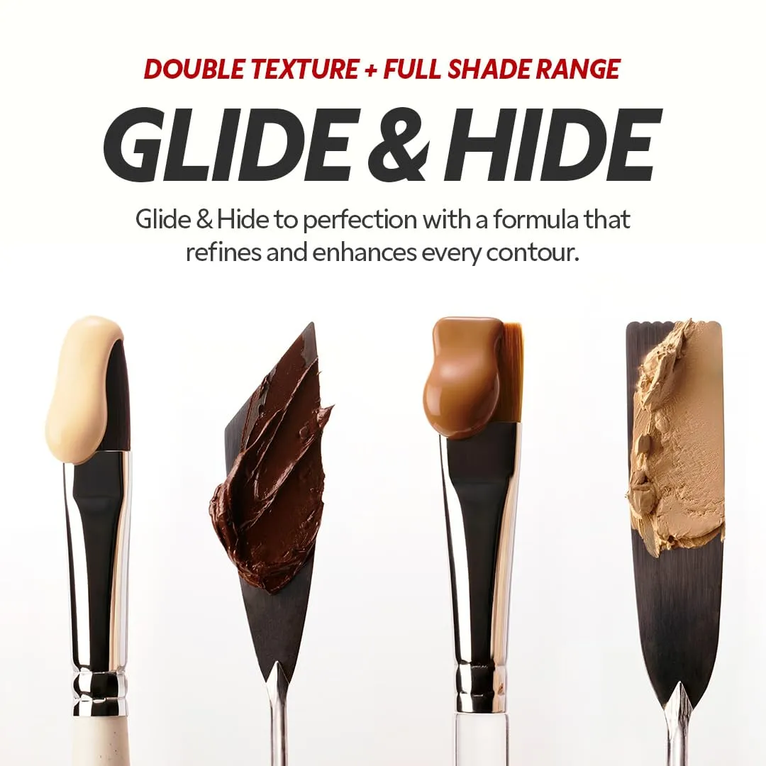 TIRTIR Glide&Hide Blurring Concealer - Creamy texture, Conceals dark circles and wrinkles, Dual formula (liquid tip & balm stick), Long-lasting wear, Korean Makeup, #4N, 0.28 Oz