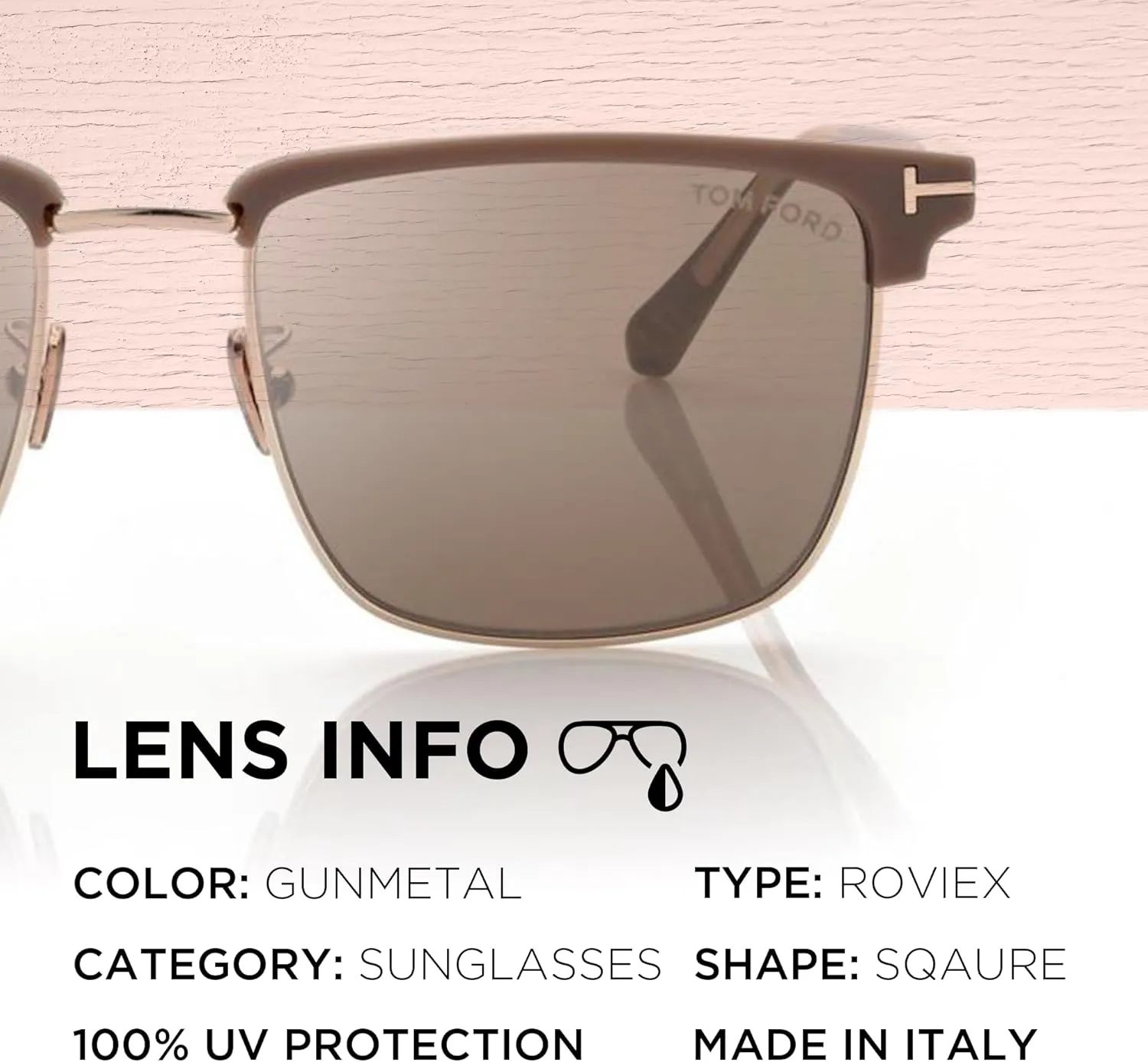 Tom Ford FT0997-H HUDSON-02 Square Shape Sunglasses   Bundle With eSHADES Eyewear Cleaning Kit