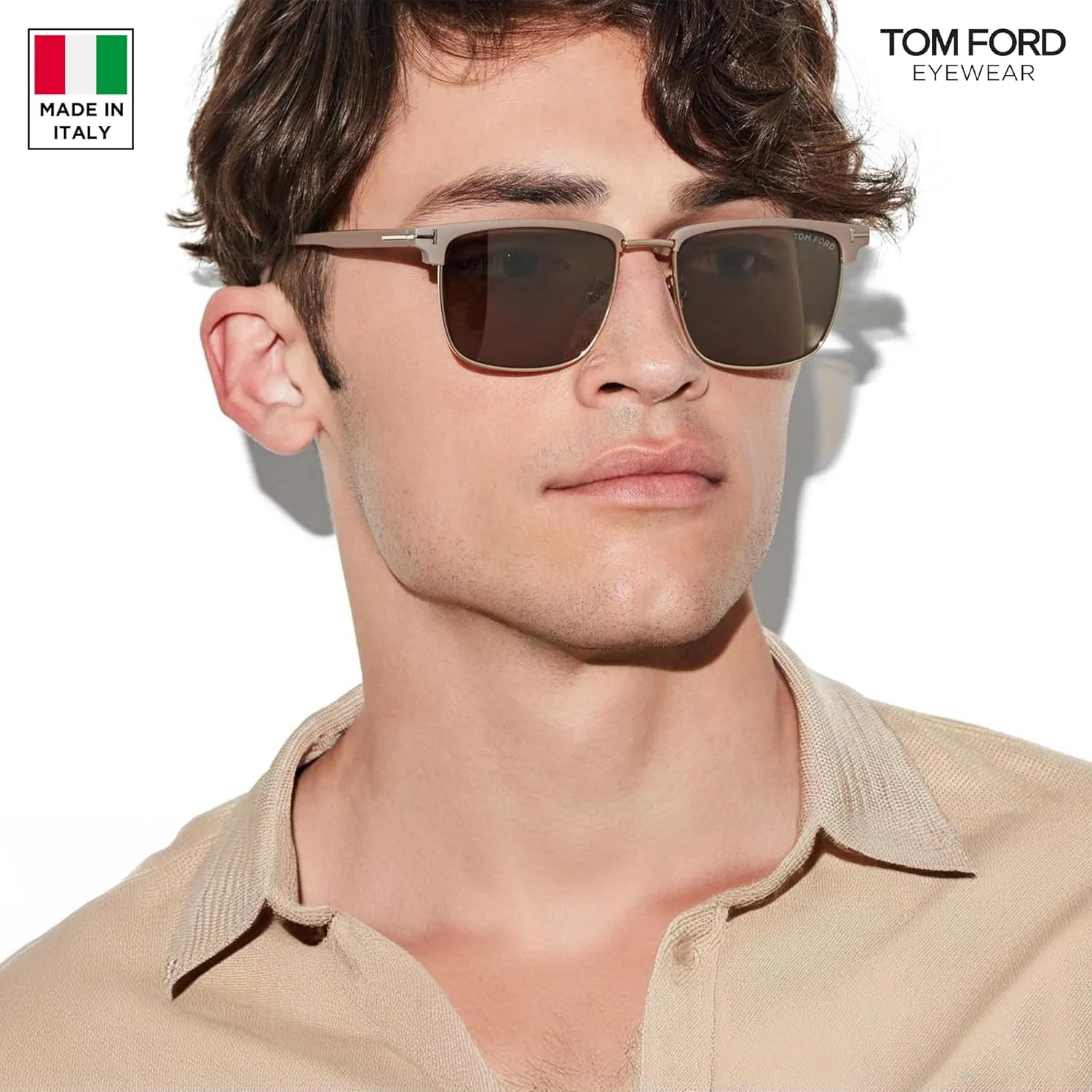 Tom Ford FT0997-H HUDSON-02 Square Shape Sunglasses   Bundle With eSHADES Eyewear Cleaning Kit
