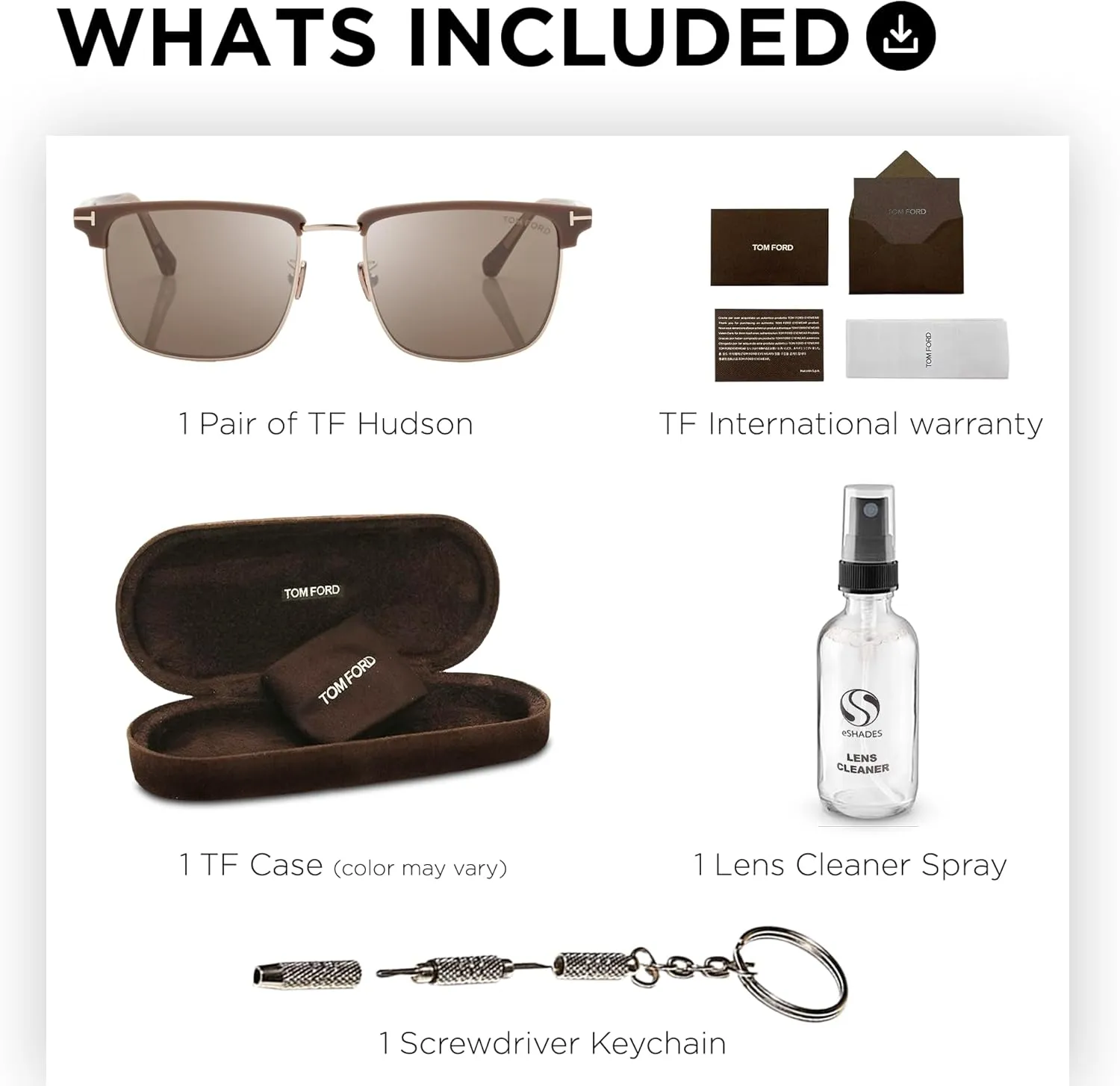 Tom Ford FT0997-H HUDSON-02 Square Shape Sunglasses   Bundle With eSHADES Eyewear Cleaning Kit