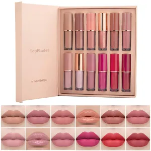 Top.Finder |Top.Finder || Nude Lipstick || Lipstick Combo Pack Waterproof || Long Lasting || 12 Shades || Non Transfer Beauty Product Kit- Lip Gloss For Women, Liquid Glossy, Lipsticks Set For Women