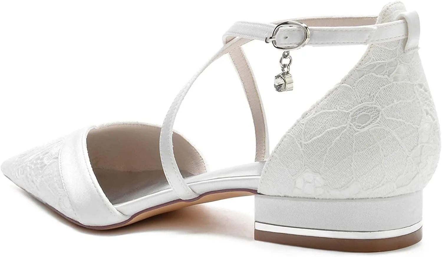 Tophacker Wedding Shoes for Bride with Stitching Lace Comfort Ballet Flat Slip-on Dress Platform Pumps