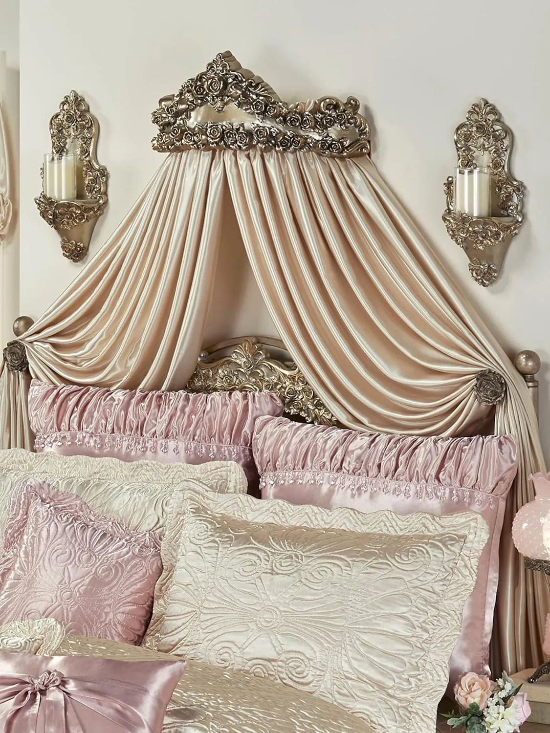 Touch of Class Victoria Rose Wall Candle Sconce Pair | Traditional Set of Two | Victorian Style Sconces for Bedroom, Bathroom, Kitchen Hallway, Movie Set | Elegant Candlholder