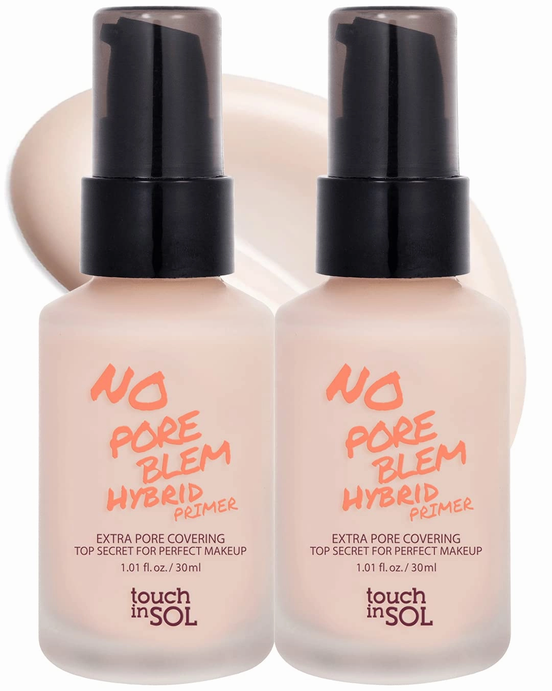 TOUCH IN SOL No Poreblem Hybrid Primer - Extra Pore Covering - 24/7 Matt Finish Sebum and Shine Control - with Vitamin C & E and Green Tea Extracts For Smooths Skin, 1.01 fl.oz. 2 Pack