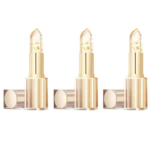 Transferproof Color Changing Lipstick - Gold Crystal Color Changing Lipstick Ph Lip Gloss, 24 Hours Long Lasting Moisturizing & Glossy Shine, Deep Nourishment, Non-Sticky (3PC)