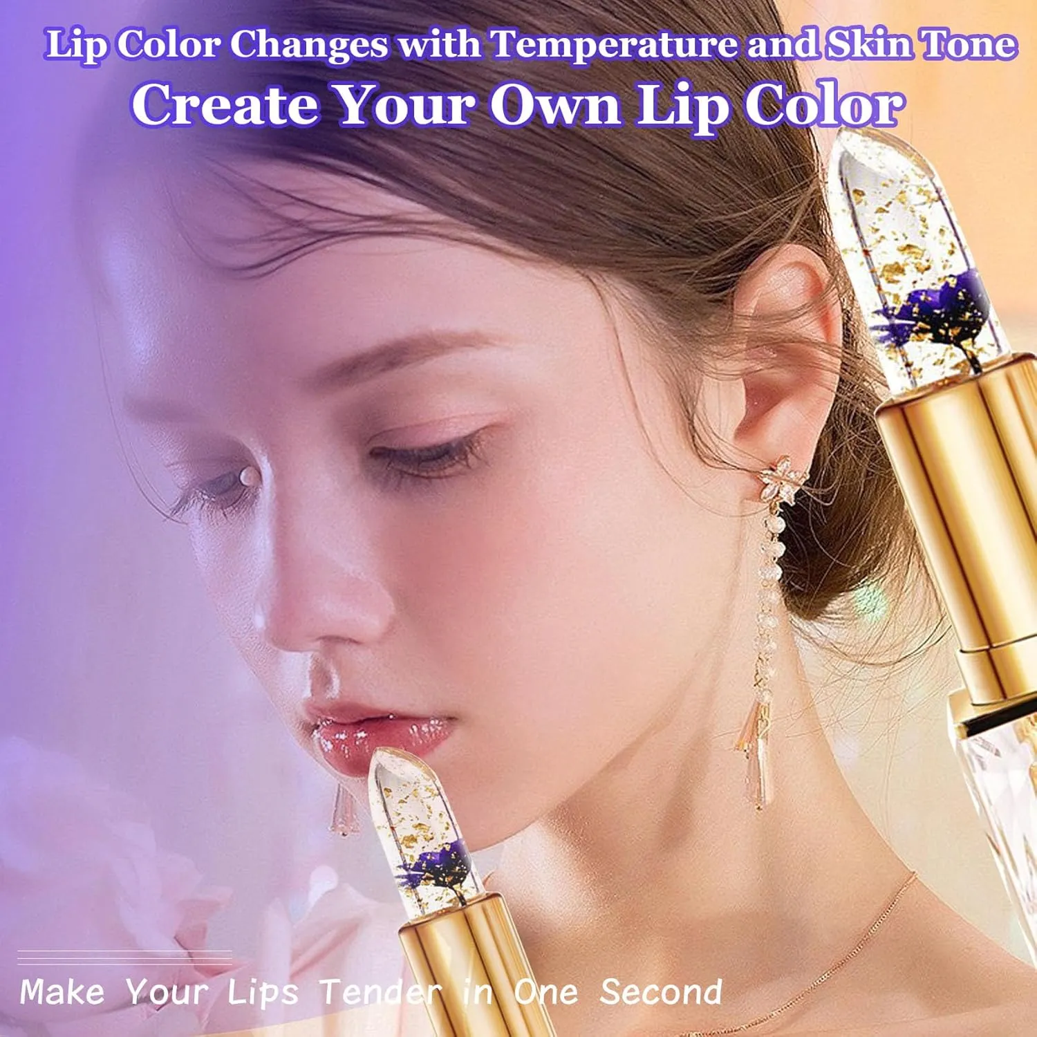 Transferproof Color Changing Lipstick,Color Changing Lipstick Gold Foil for Women (03 04)