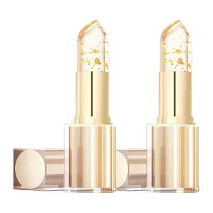 Transferproof Color Changing Lipstick,Gold Crystal Ph Lipstick Color Changing,Long Lasting 24 Hours Moisturizing Glossy Shine Lip Gloss for Women (2PCS)