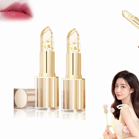 Transferproof Color Changing Lipstick, Gold Crystal Color Changing, Women's Gold Foil Changing Lipstick, Warm And Shiny Moisturizing Lip Balm (2pcs, 1)
