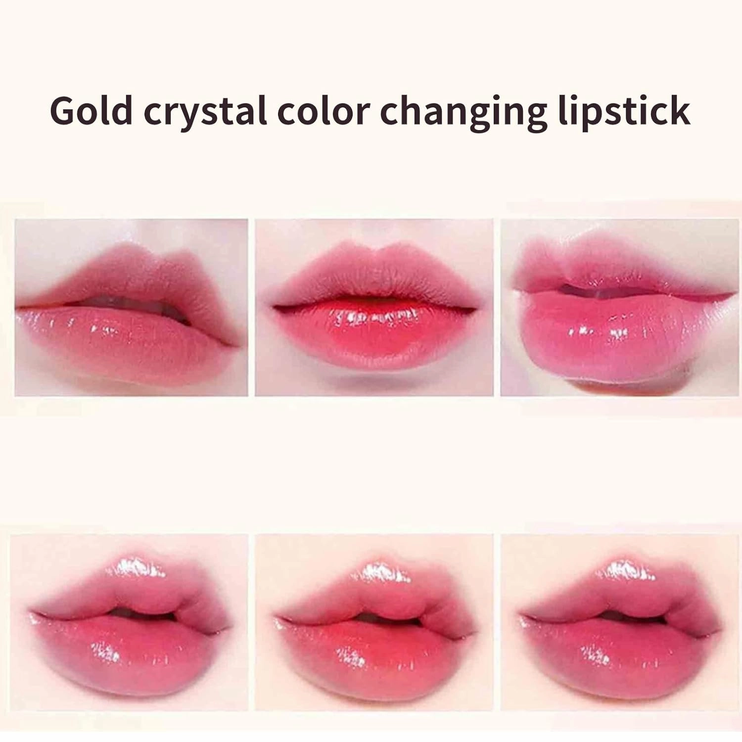 Transferproof Color Changing Lipstick, Gold Crystal Color Changing, Women's Gold Foil Changing Lipstick, Warm And Shiny Moisturizing Lip Balm (2pcs, 1)