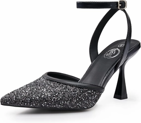 Trary Heels Women Pumps Closed Toe Ankle Strap Pointed Toe Heeled Sandals for Women Stiletto Wedding Dress Shoes
