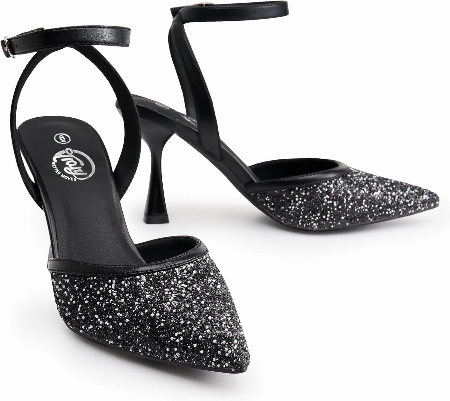 Trary Heels Women Pumps Closed Toe Ankle Strap Pointed Toe Heeled Sandals for Women Stiletto Wedding Dress Shoes