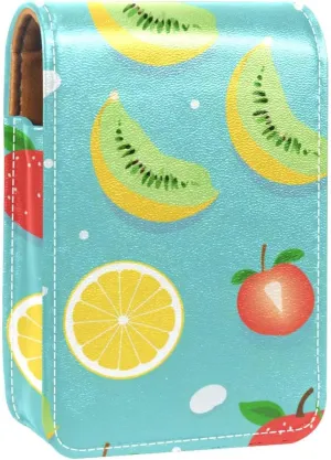 Travel Lipstick Organizer Case,Lipstick Case Portable Makeup Bag With Mirror,Banana Cherry Orange