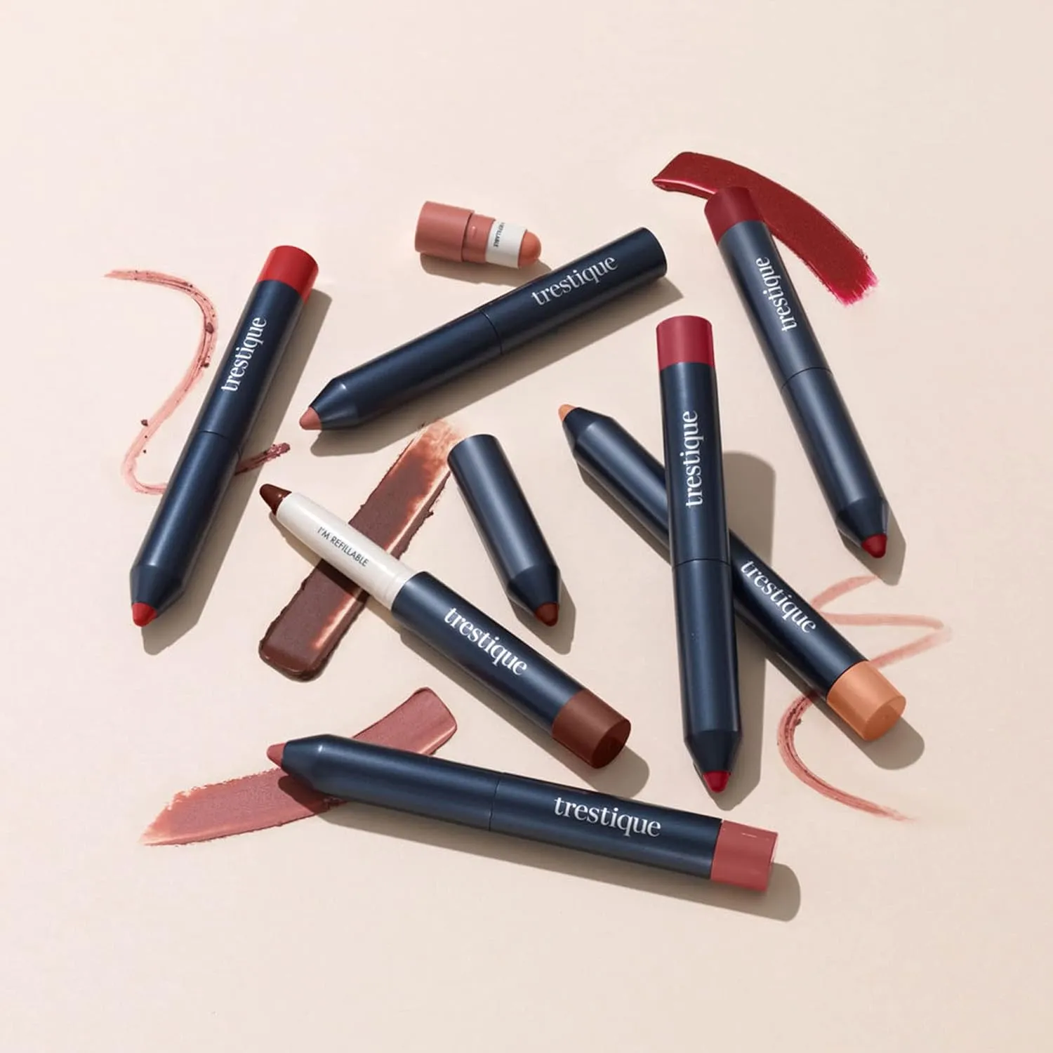 TRE'STIQUE Matte Lip Crayon, Matte Lipstick With Built-in Lip Gloss Balm, 2-in-1 Lip Liner Set With Lip Crayon and Lip Balm, Lipstick and Lip Gloss Kit (Chile Red Refillable)