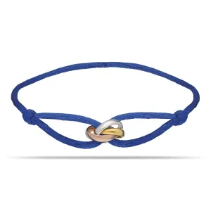 TRINITY BRACELET - 3 TONE (Gold Filled - Sterling Silver) Designer, high-end fashion, UNISEX, Statement Bracelet. Promise Bracelet and Trendy Gift for someone special! (Blue)
