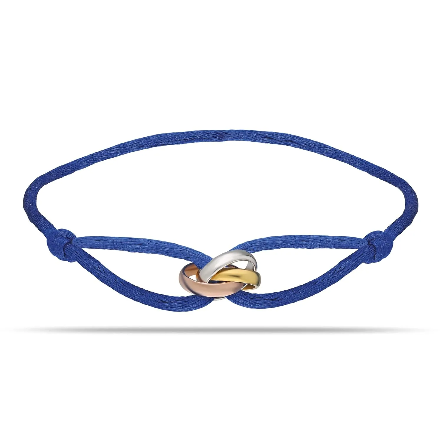 TRINITY BRACELET - 3 TONE (Gold Filled - Sterling Silver) Designer, high-end fashion, UNISEX, Statement Bracelet. Promise Bracelet and Trendy Gift for someone special! (Blue)