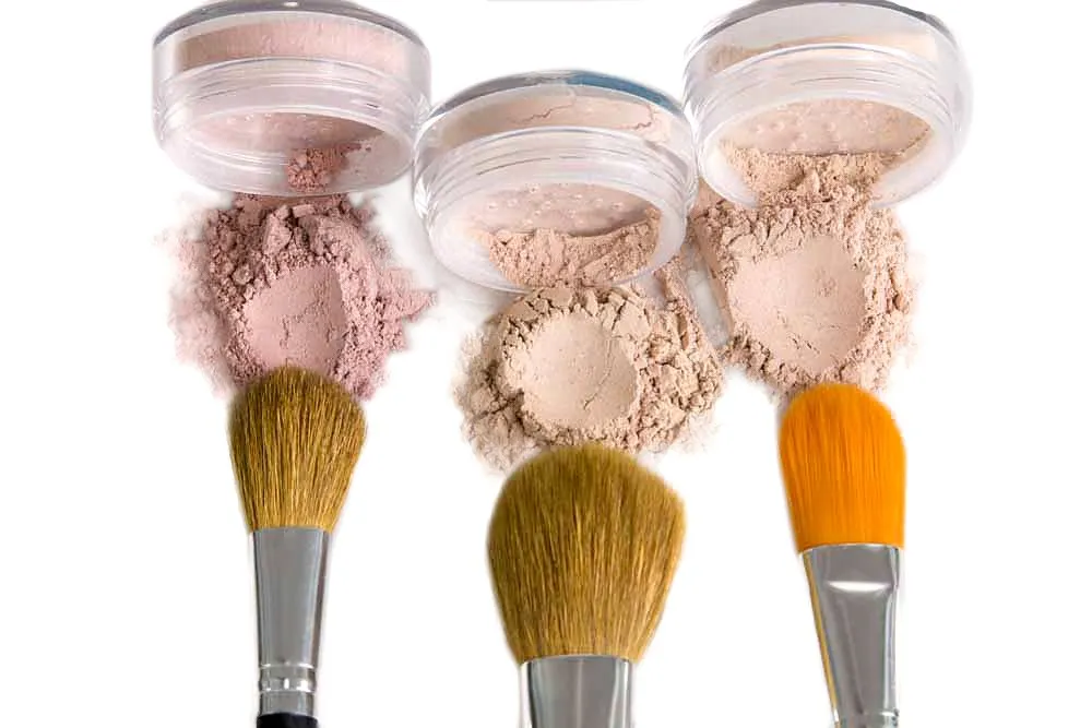 TRIO WITH BRUSHES (WARM Neutral Shade- Most Popular) Full Size Kit Mineral Makeup Brush Set Foundation Concealer Blush Bare Face Sheer Powder Cover