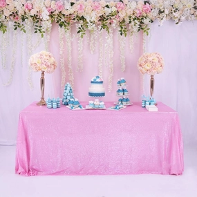 Trlyc Blush Pink Sequin Tablecloth - 60x120inch Glitter Tablecloth Rectangle Party Wedding Christmas Table Cloth