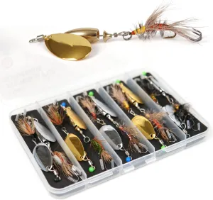 Trout Spinner Lures with Stimulator/Humpy Dry Fly Tail, 100% Hand-Tied 5/10 Pack Rooster Tail Fishing Spinnerbait for Bass, Pike, Salmon