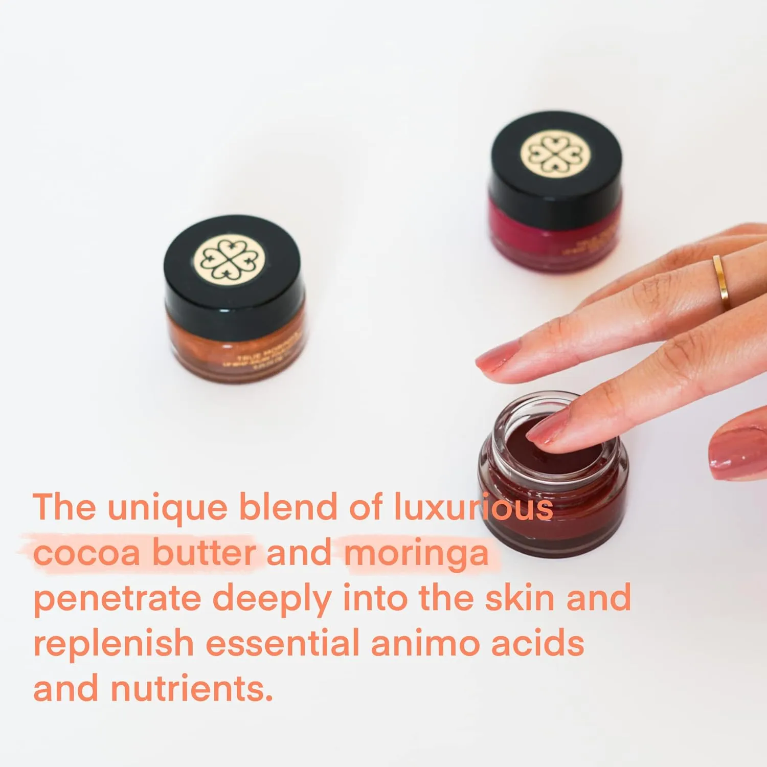 True Moringa Tinted Lip Balm - Truth Pink Yarrow Cocoa Lip Whip - Luxury Organic Lip Gloss Tinted Moisturizer - Natural Vegan Lip Tint Shimmer - 0.25 Ounce