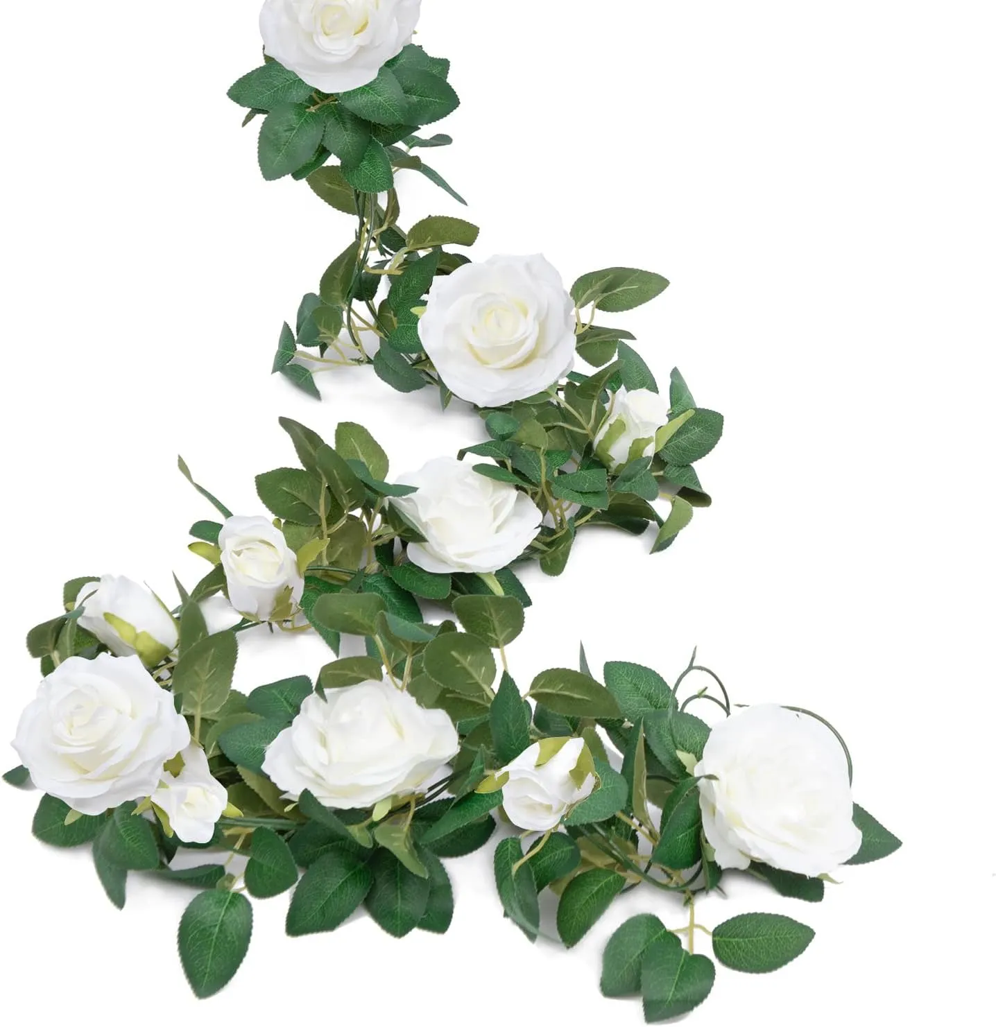 U'Artlines 3 Pack Artificial White Rose Vines Floral Garlands Total 19.5 Ft Fake Vine Silk Flower Garland for Indoor Outdoor Home Wedding Arch Garden Wall Decoration