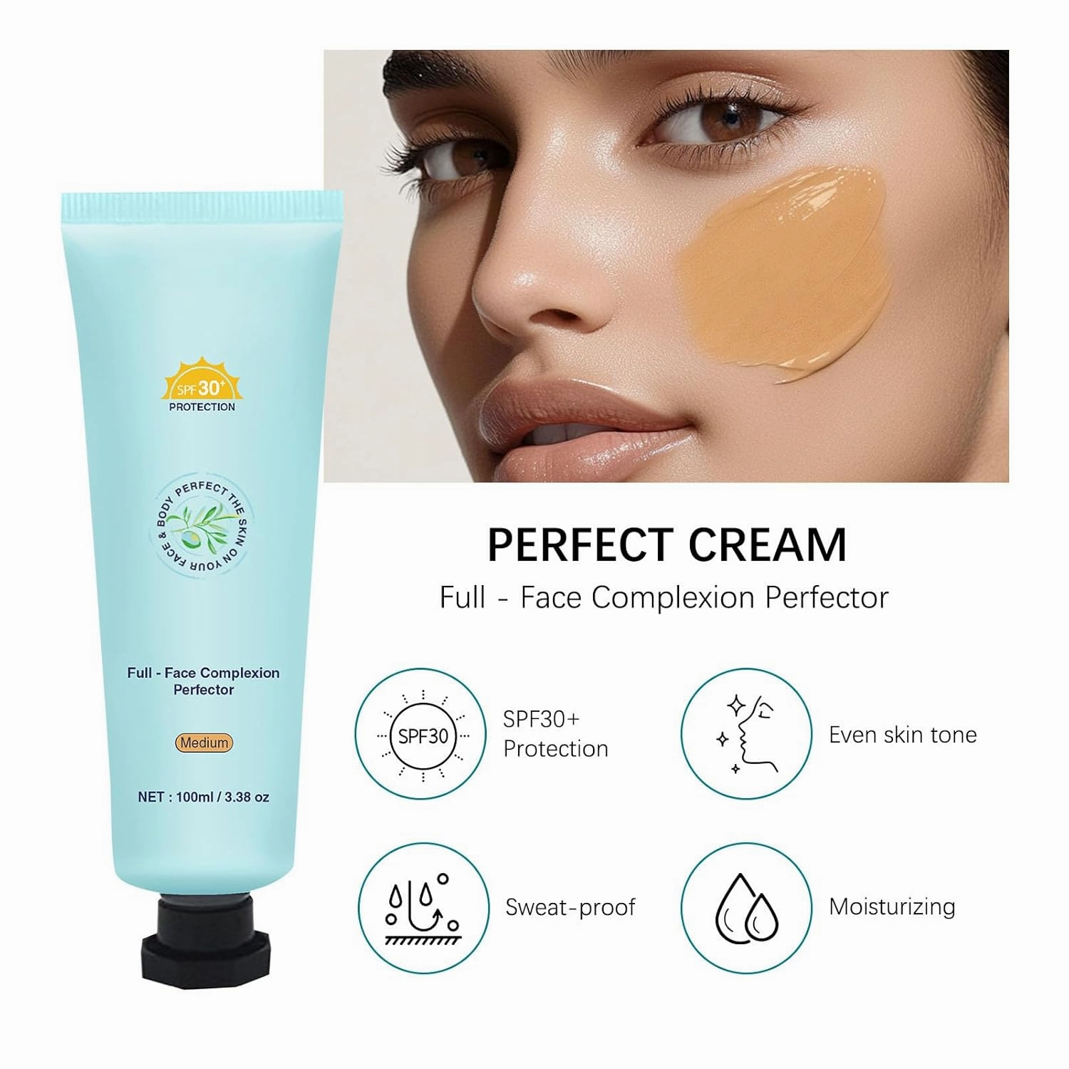 Ultimate Face Cream For Perfect Body,Model 2025 Long-Lasting Waterproof And Transfer-Resistant Skin Tint Foundation Makeup For All Skin Type (2 pcs Tan)