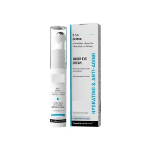 Under Eye Cream with 2% Revital Eye & Quinoa Extract | For Reducing Dark Circles, Puffiness, Wrinkles, Crows Feet | Lightweight, Hydrating | 100% Vegan | Cooling Gel & Roller for Men & Women | 15 g