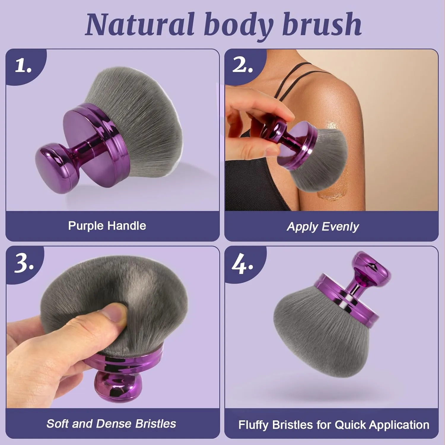 UNIMEIX Extra Large Body Makup Brush for Self Tanner Blend and Blur Body Brush, 3.2 Inch Wide-headed Sunscreen Applicator for Face, Legs, Body, Powder, Cream and Foundation (Purple)