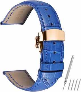 Universal Strap,Watch Bands Watch Strap Calf Leather Bracelet 14mm 16mm 18mm 20mm 22mm Belt Rose Gold Deployment Buckle