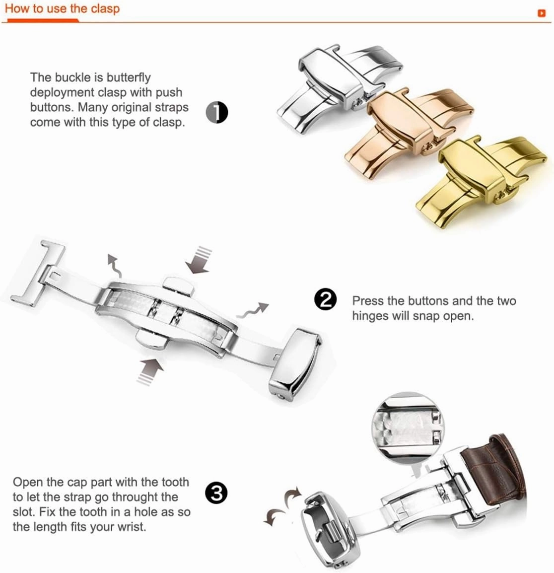 Universal Strap,Watch Bands Watch Strap Calf Leather Bracelet 14mm 16mm 18mm 20mm 22mm Belt Rose Gold Deployment Buckle