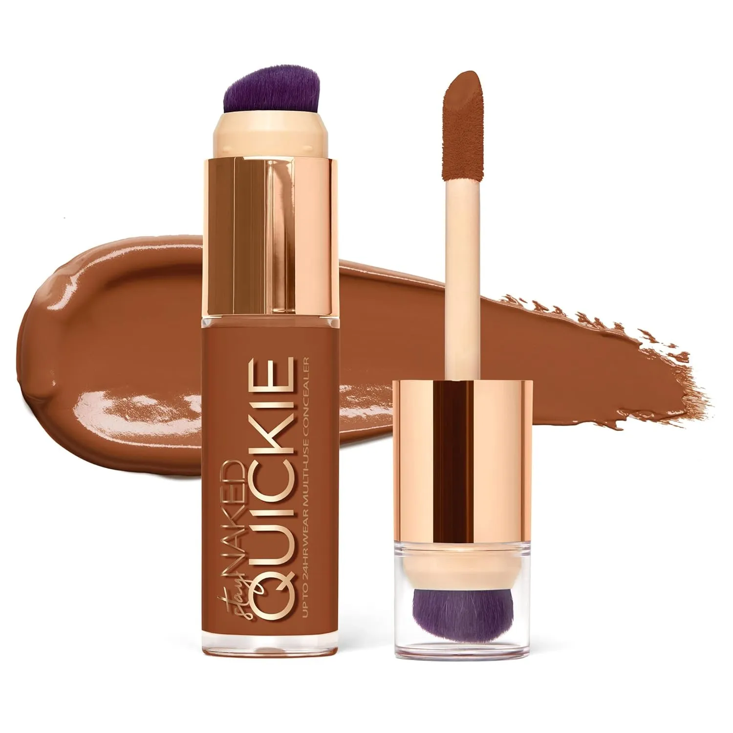 Urban Decay Quickie 24HR Full Coverage Waterproof Concealer, Natural Matte Finish, Hydrating Vitamin E, Dual-ended Buffing Brush & Multi-use Applicator, Noncomedogenic, Vegan, Cruelty-free - 0.5 fl oz
