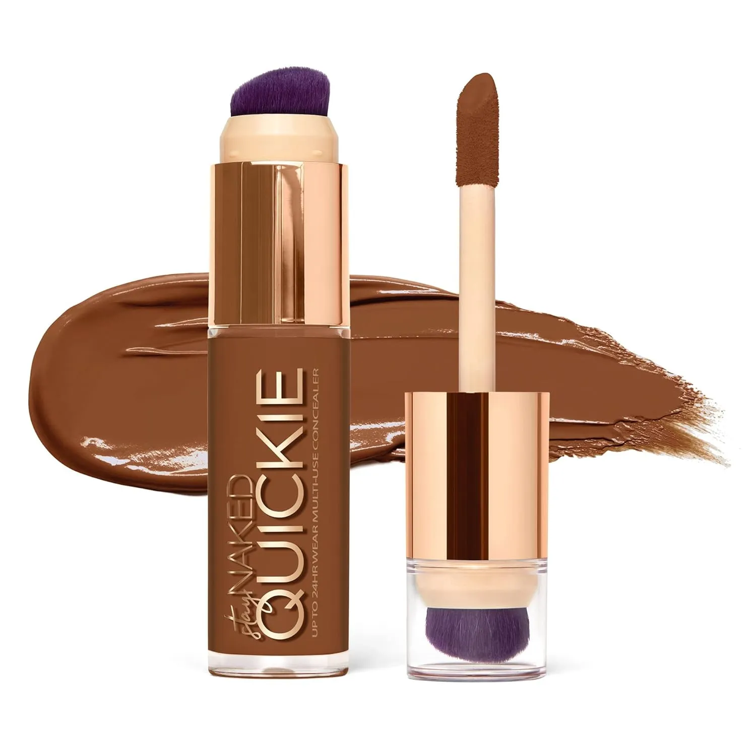 Urban Decay Quickie 24HR Full Coverage Waterproof Concealer, Natural Matte Finish, Hydrating Vitamin E, Dual-ended Buffing Brush & Multi-use Applicator, Noncomedogenic, Vegan, Cruelty-free - 0.5 fl oz
