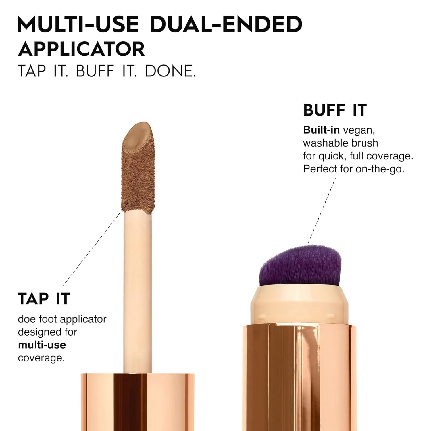 Urban Decay Quickie 24HR Full Coverage Waterproof Concealer, Natural Matte Finish, Hydrating Vitamin E, Dual-ended Buffing Brush & Multi-use Applicator, Noncomedogenic, Vegan, Cruelty-free - 0.5 fl oz