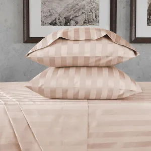 URBANHUT 800 Thread Count Egyptian Cotton Damask Striped King Size Sheets Set (4 Pc) - Ultra Soft & Smooth, Sateen Weave King Size Sheets, Luxury Hotel Sheets with 16" Deep Pocket - Blush Pink