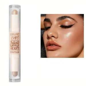 USHAS Natural Shimmer Highlighter Powder, 2-in-1 Highlighter Stick Concealer Stick (2, 1)