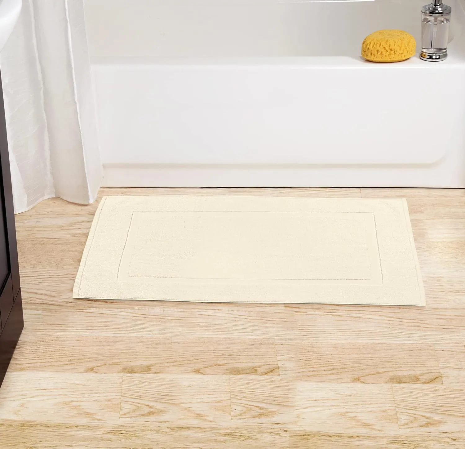 Utopia Towels Cotton Banded Rug, Bath Mats, Not a Bathroom Rug, 21 by 34 Inches, 100% Ring Spun Cotton, Highly Absorbent Shower Bathroom Floor Mat, Ivory, 2 Pack