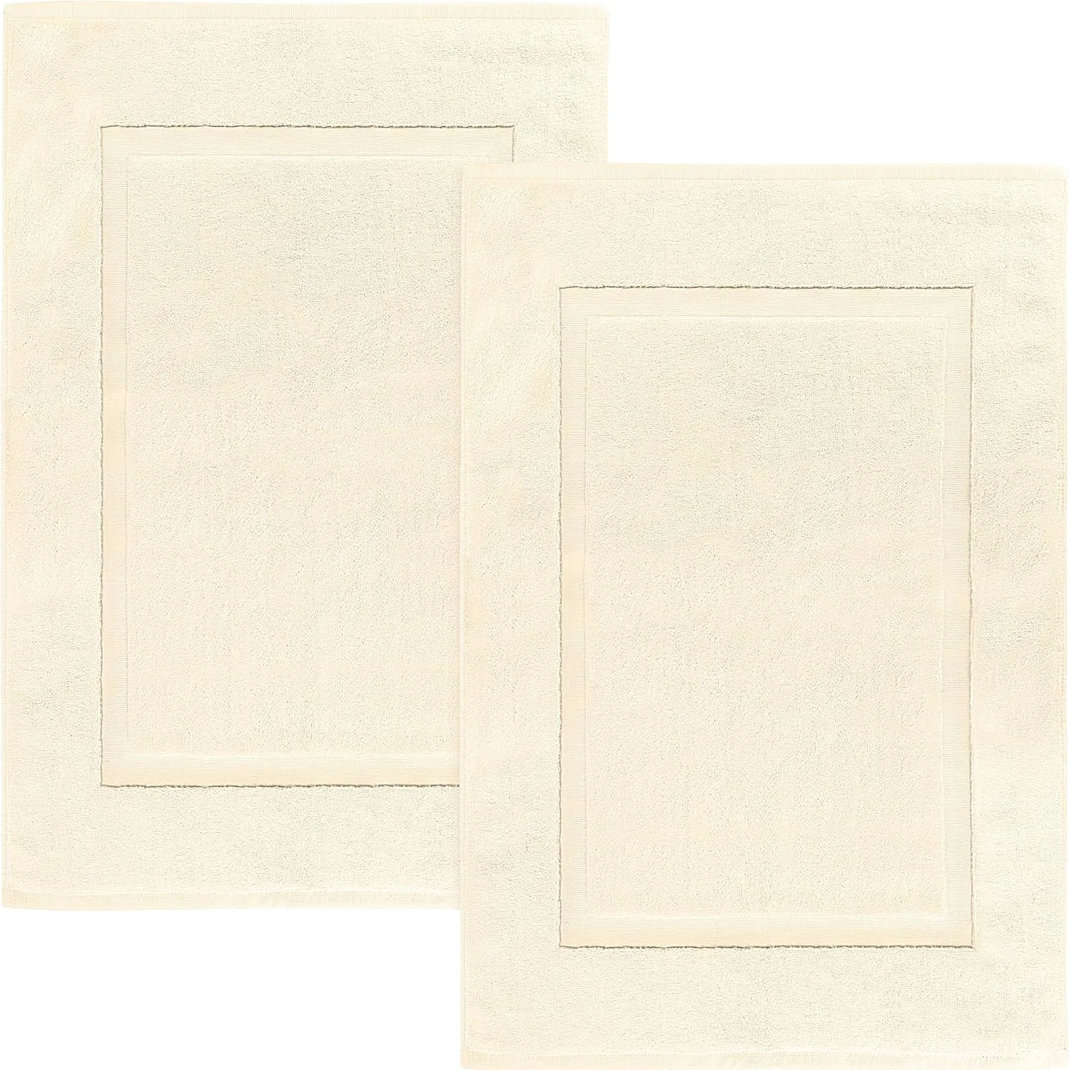 Utopia Towels Cotton Banded Rug, Bath Mats, Not a Bathroom Rug, 21 by 34 Inches, 100% Ring Spun Cotton, Highly Absorbent Shower Bathroom Floor Mat, Ivory, 2 Pack
